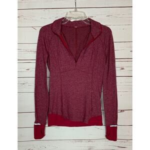 Lululemon Women's 6 Burgundy Stretchy Knit 1/4 Zip Pullover Workout Athletic Top